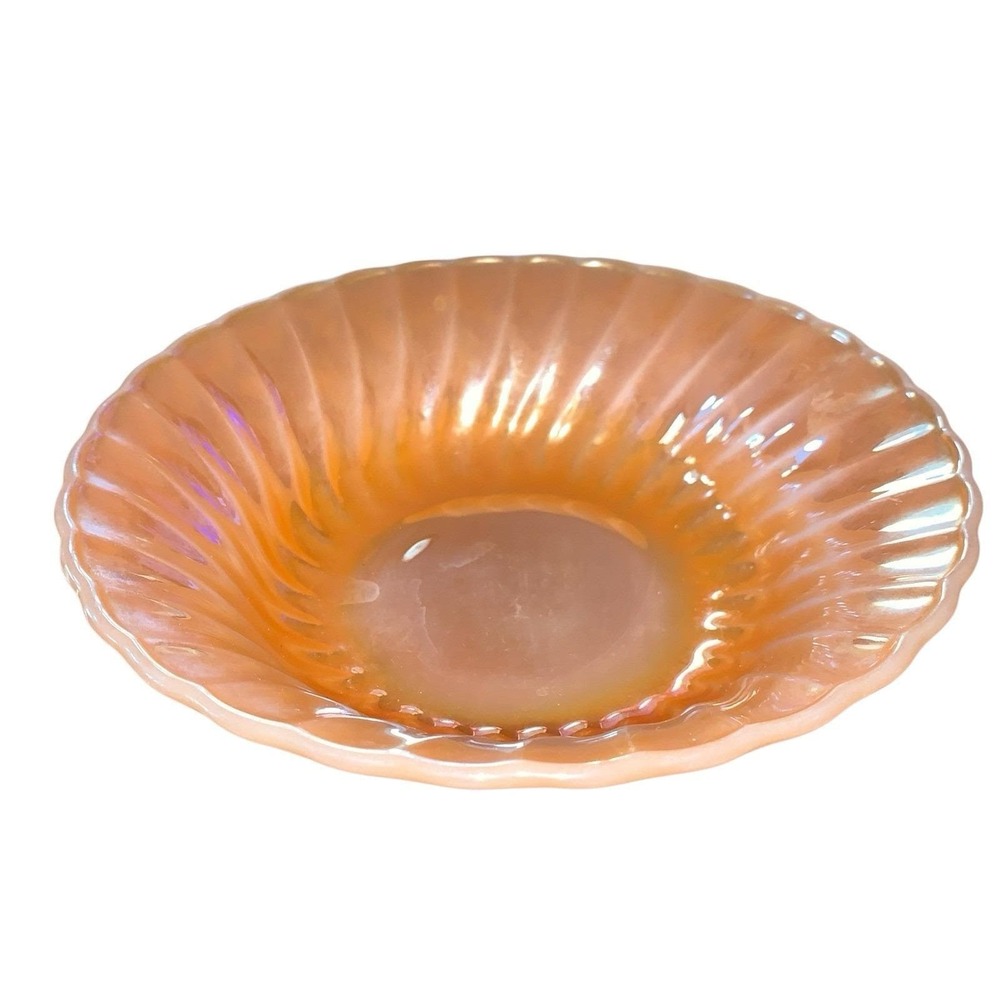 VTG Anchor Hocking Fire-King 8.5"Glass Serving Bowl Iridescent Peach Lusterware